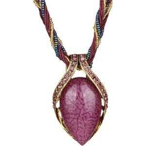 Vintage Fuchsia Bohemian Statement Necklace for Women Teardrop Weddings Events